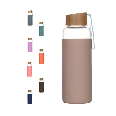 Flixkun tal-Ilma tal-Ħġieġ tax-Xorb Dirett ta '550ML B'Għatu tal-Bambu B'Logo Custom